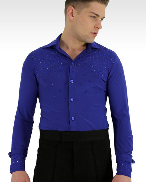 blue latin and ballroom dance shirt 