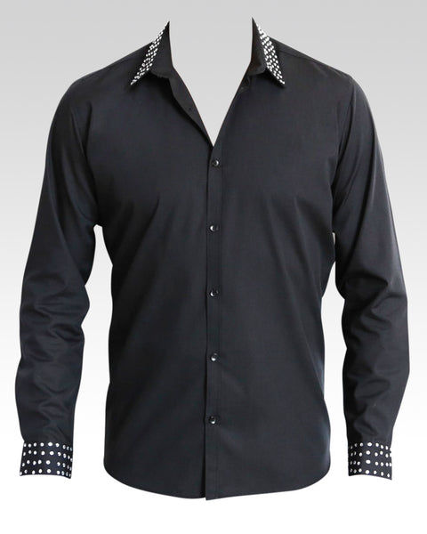 men's black latin and ballroom shirt 