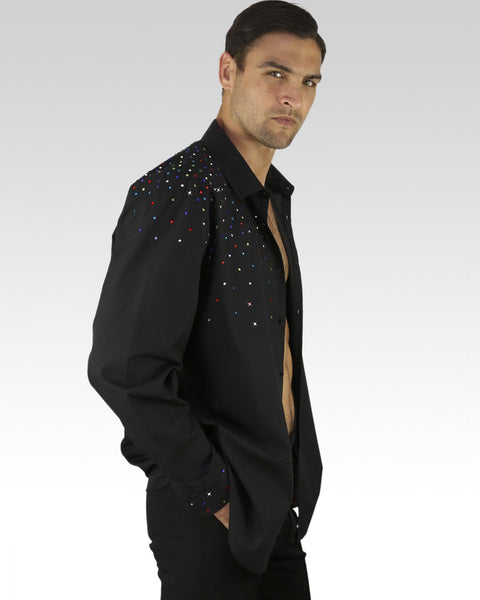 latin sparkly dance shirt for men